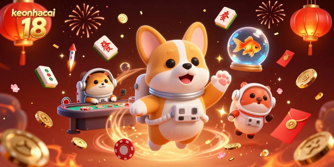 Bet on keonhacai 18 while enjoying a lively space casino atmosphere with colorful elements.