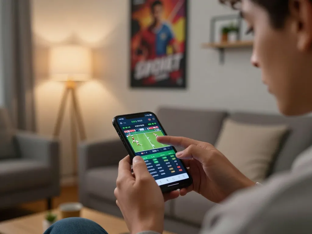Bong da lu mobile betting session with user checking live sports stats and odds.