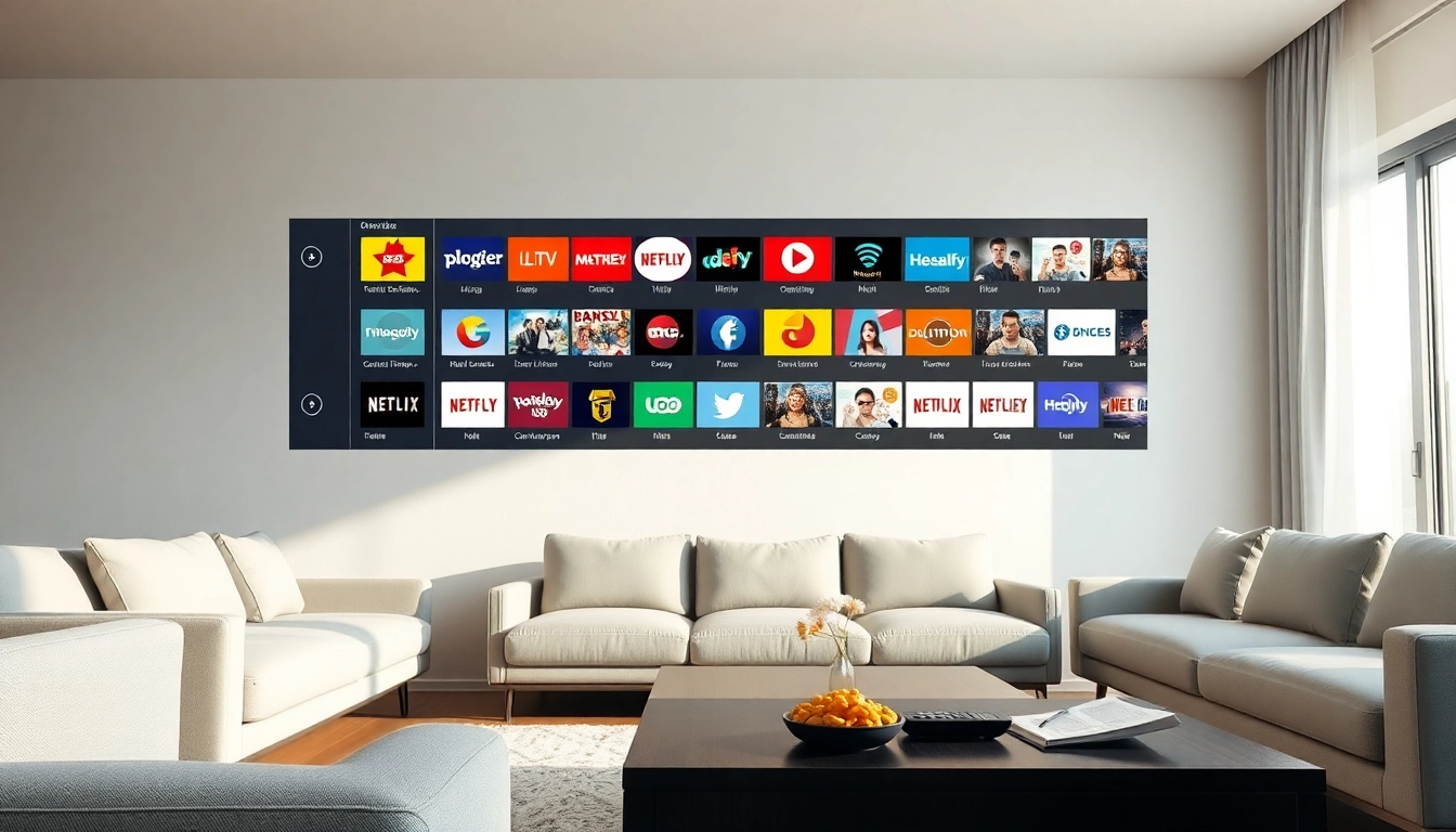 Engaging media interface featuring iron tv pro streaming options in a modern living room.