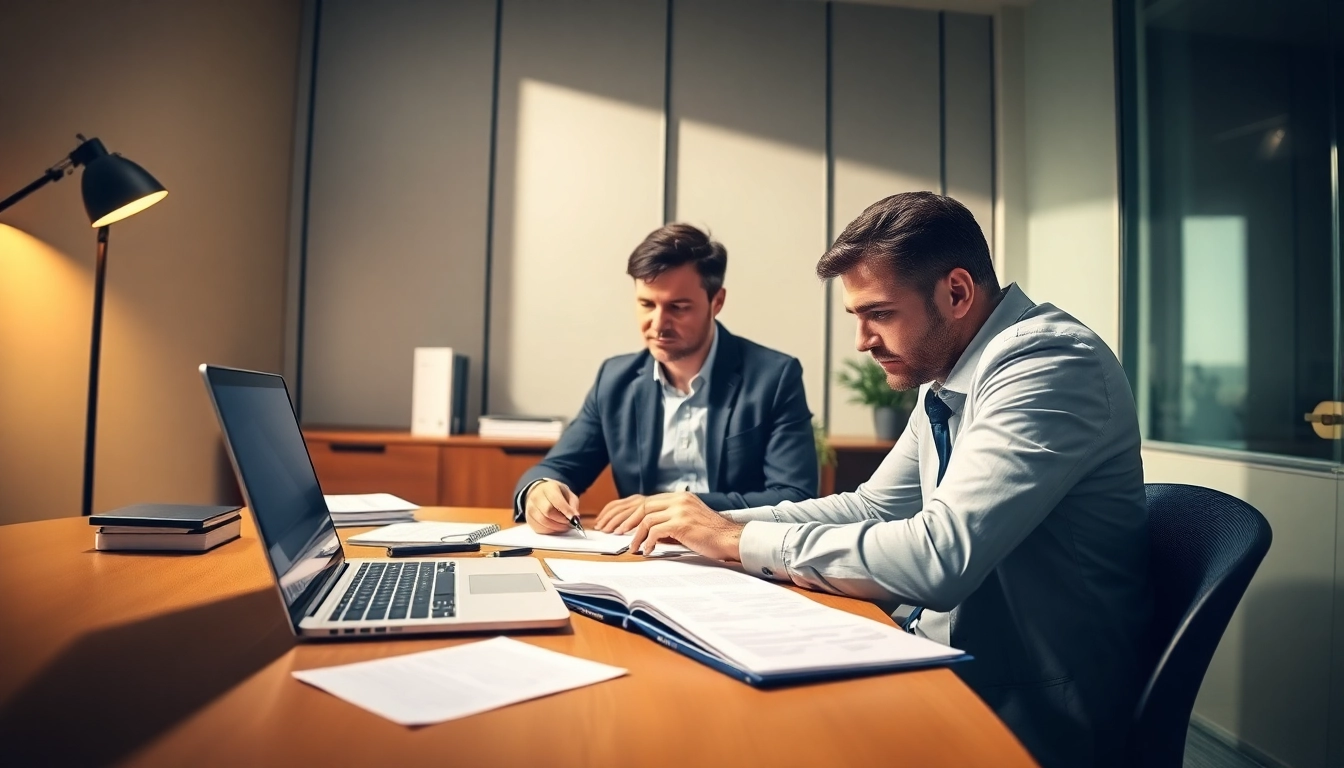 Traducteur assermenté espagnol professionnel traduisant des documents dans un bureau moderne.