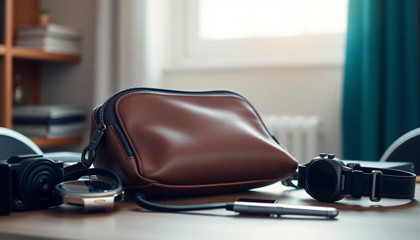 Practical abschließbare Handytasche auf einem Tisch, ideal für moderne Anwender.