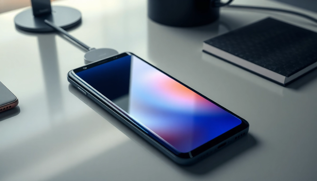 Samsung Galaxy S8 smartphone with vibrant display on a modern desk.