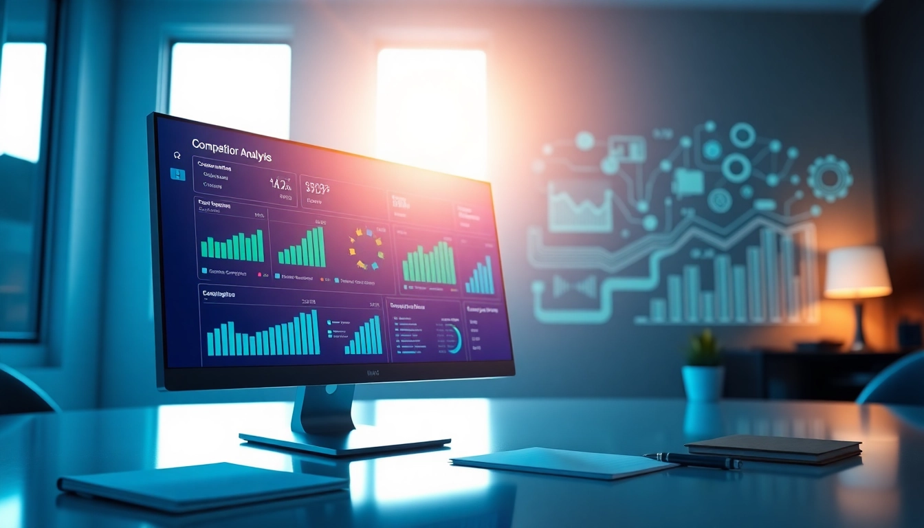 Engage with AI for competitor analysis through a modern digital workspace showcasing key metrics.