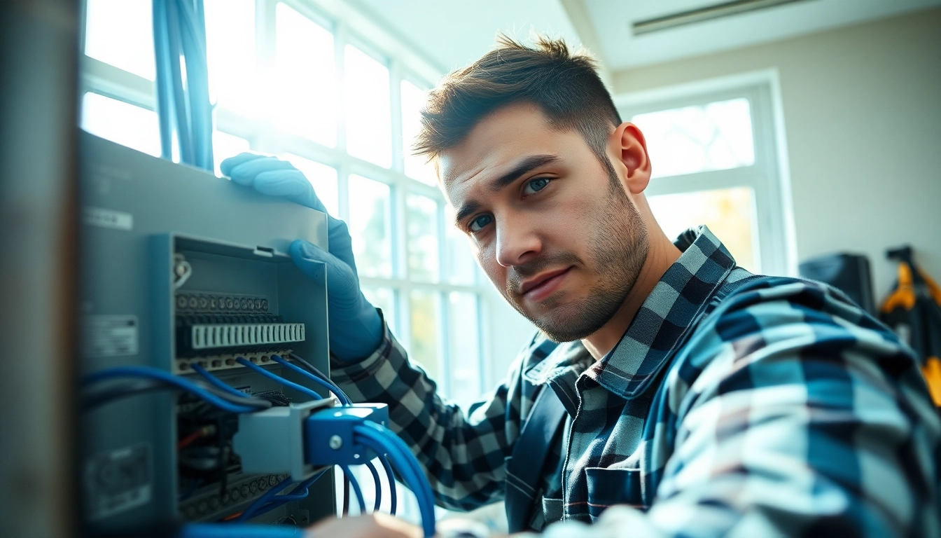 Electrician apprenticeship Hawaii: focused apprentice wiring a circuit in a bright modern home.
