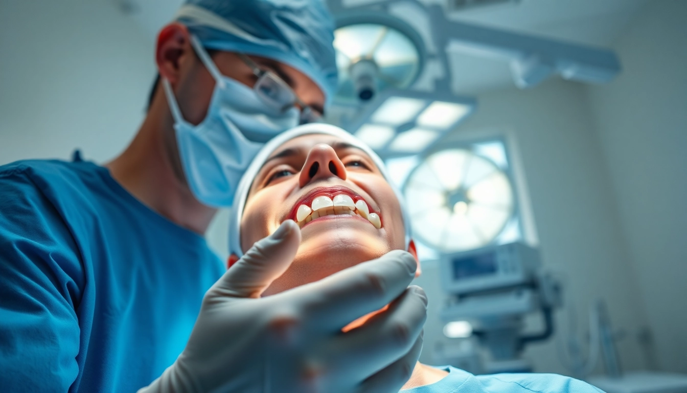 Orthodontist performing jaw alignment surgery Hawthorn in a professional medical setting with precise instruments.