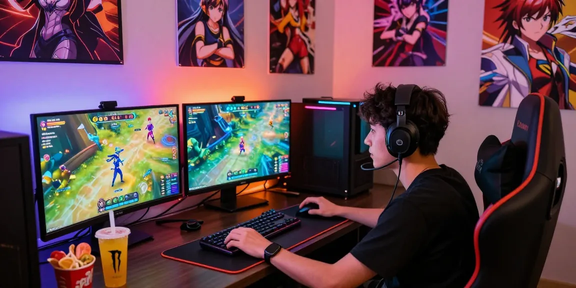 Player immersed in the Status AI game, engaging with AI characters in a lively gaming setup.