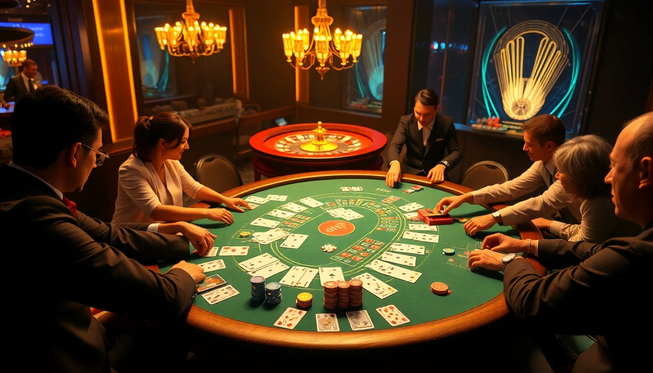 Experience the thrill of gambling with "Nếu như vậy bám vào đây" at a luxurious poker table in a casino.