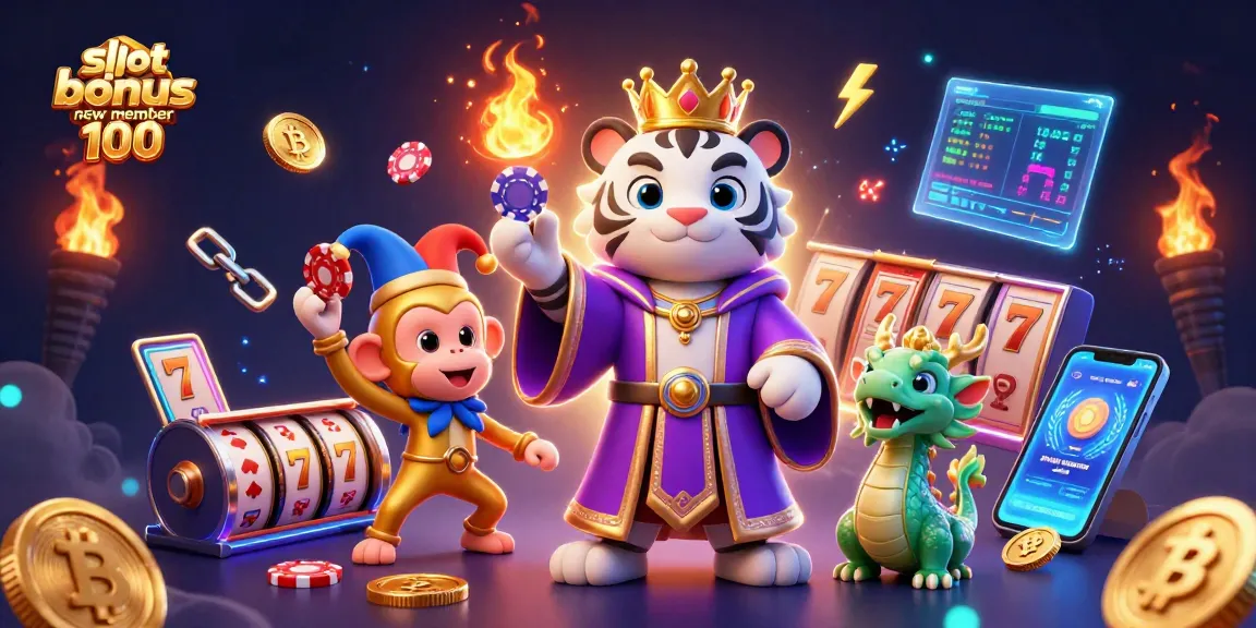 Experience the excitement of slot bonus new member 100 with vibrant 3D graphics and captivating characters.