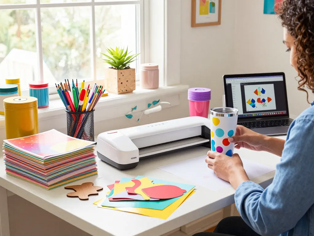 Cricut SVG bundle designs being crafted in a bright creative workspace.