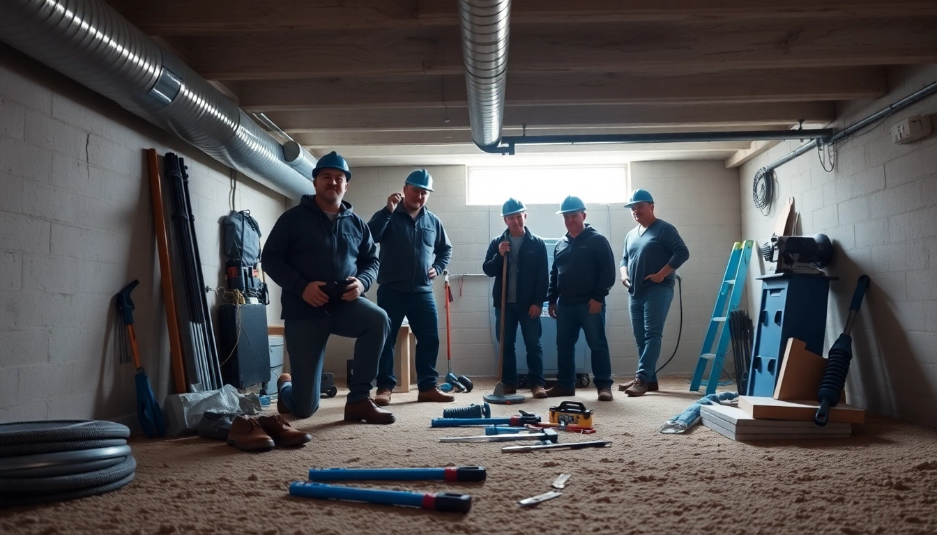 Crawl Space Restoration process with experts inspecting and repairing an area.