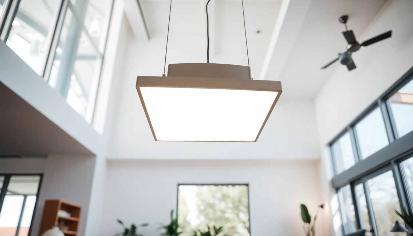 Illuminate your space with a square light fixture showcasing a sleek design in a modern home.