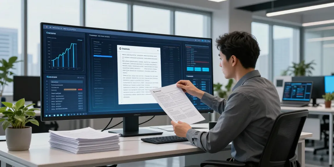Detect fraud receipt with advanced AI technology in a modern workspace.