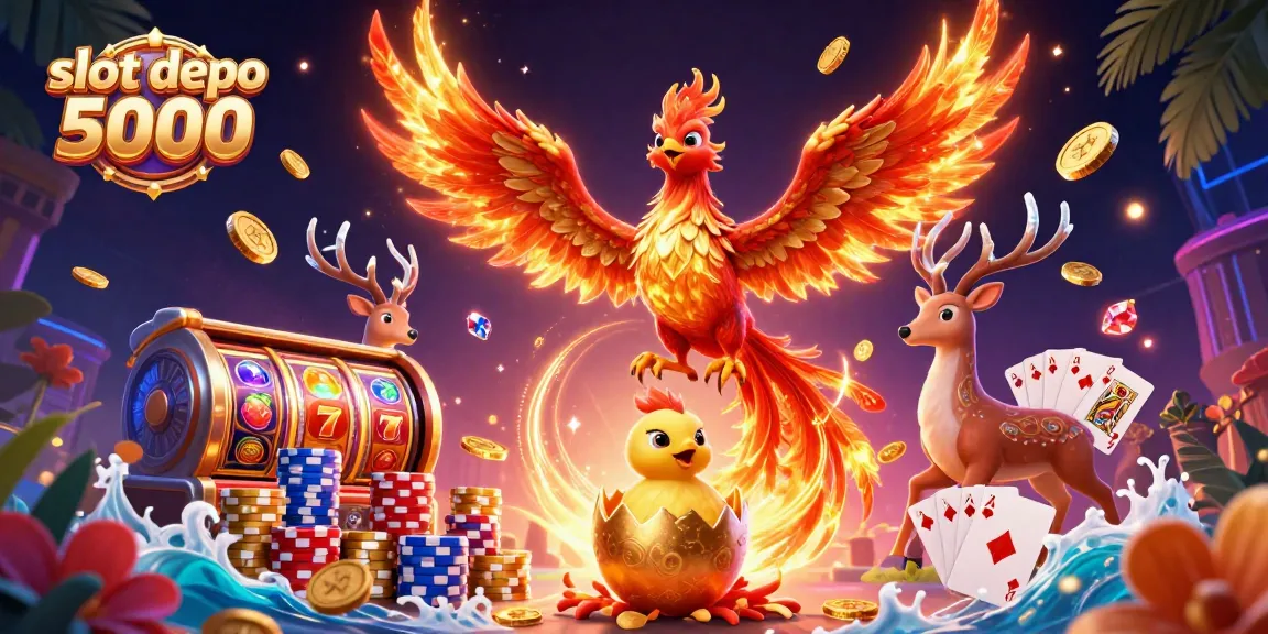 Experience the exhilaration of slot depo 5000 with vibrant characters and thrilling casino elements.