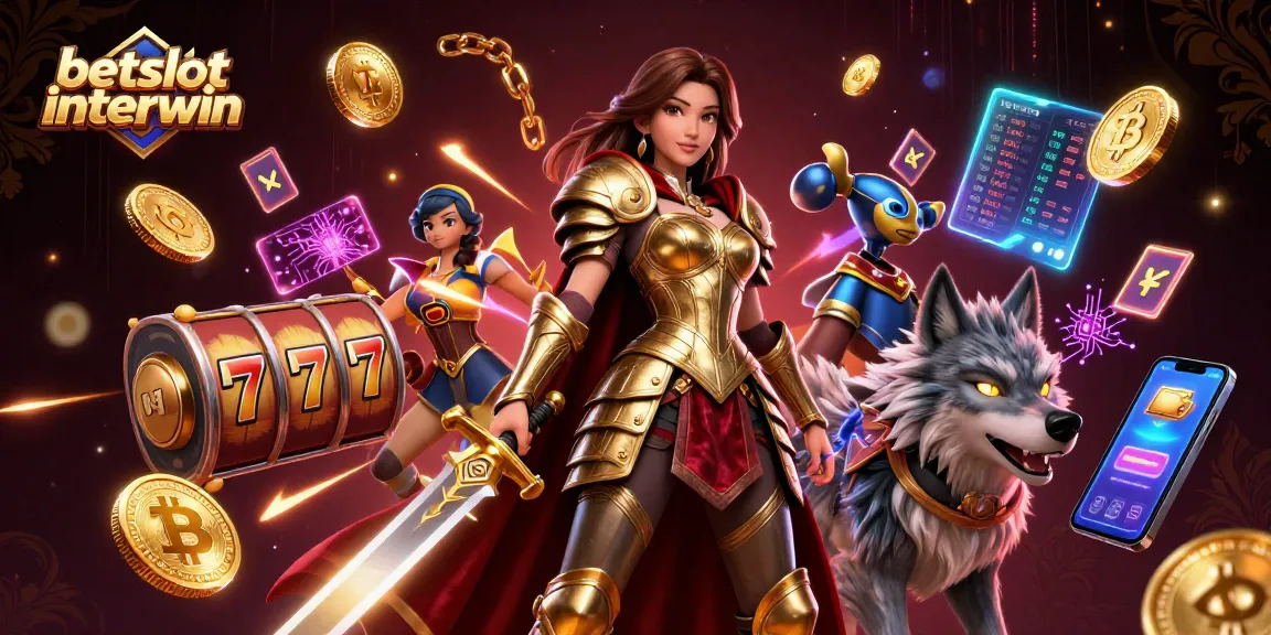 Win with betslot interwin featuring a warrior queen and armored wolf in a dynamic casino scene