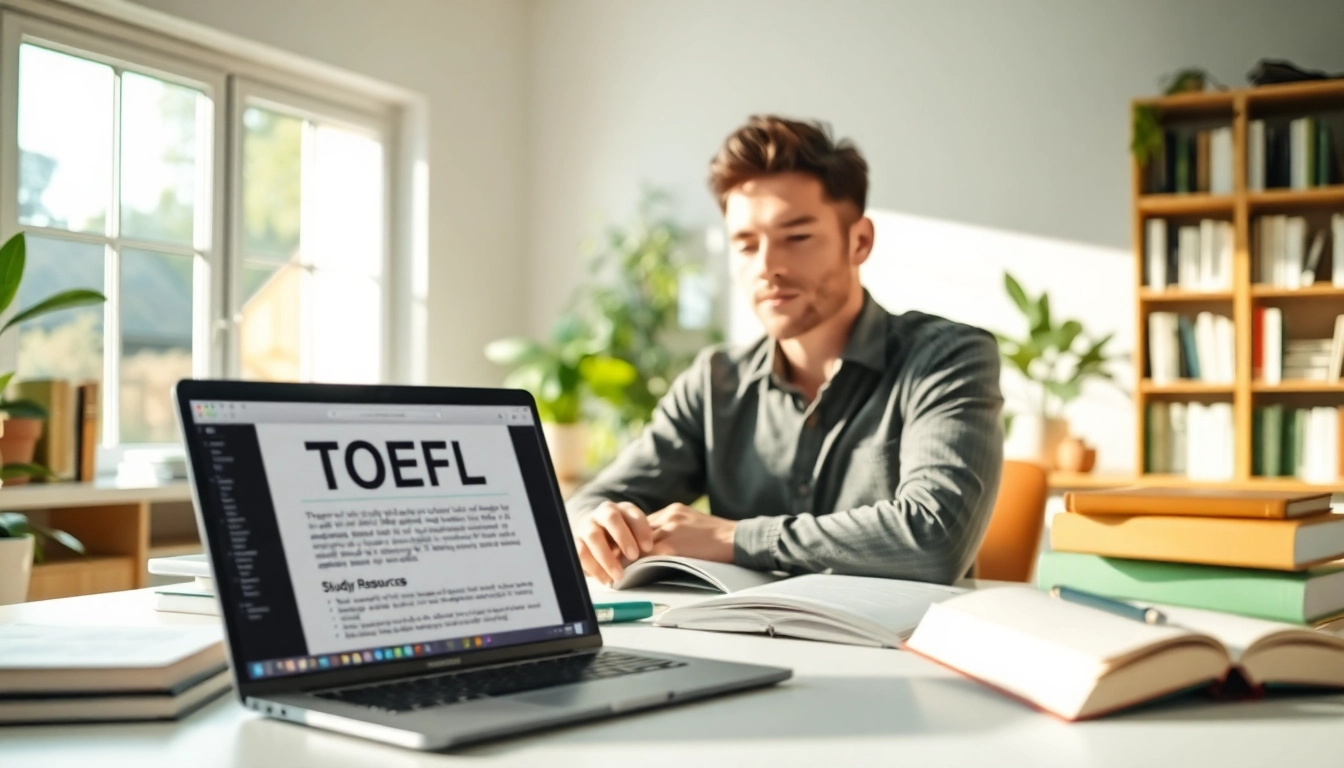 Pay someone to take toefl while studying in a bright office with materials.