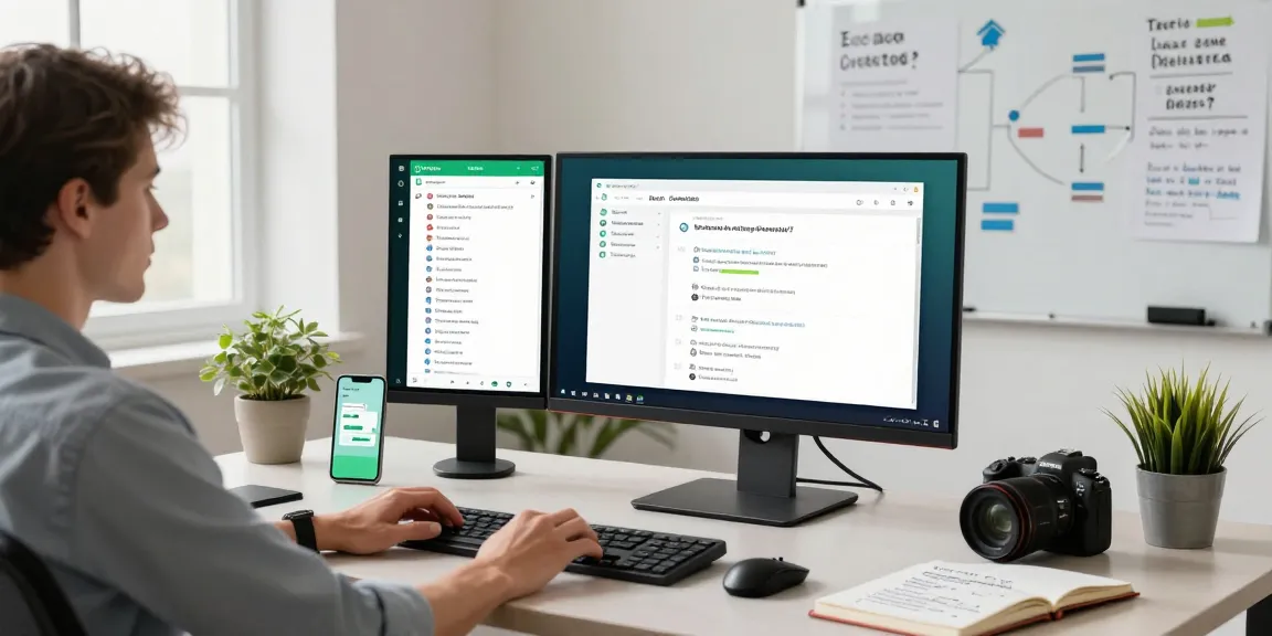 Using WhatsApp電腦版 on a desktop, highlighting modern workspace elements.