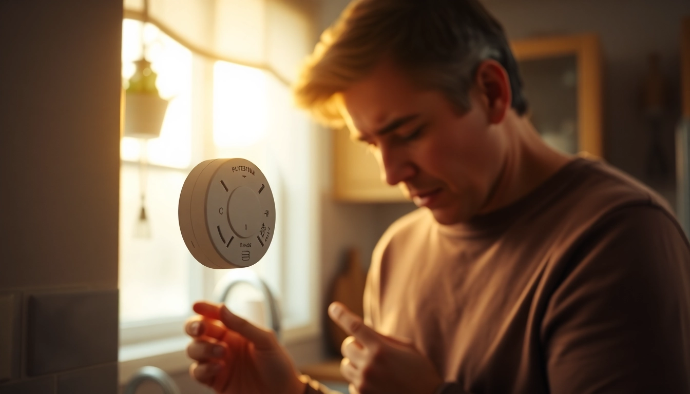 Carbon monoxide detector beeping alerts a homeowner to potential danger, emphasizing safety.
