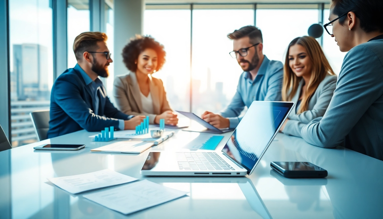 Highlighting Technology Companies in a modern tech environment with collaboration in action.