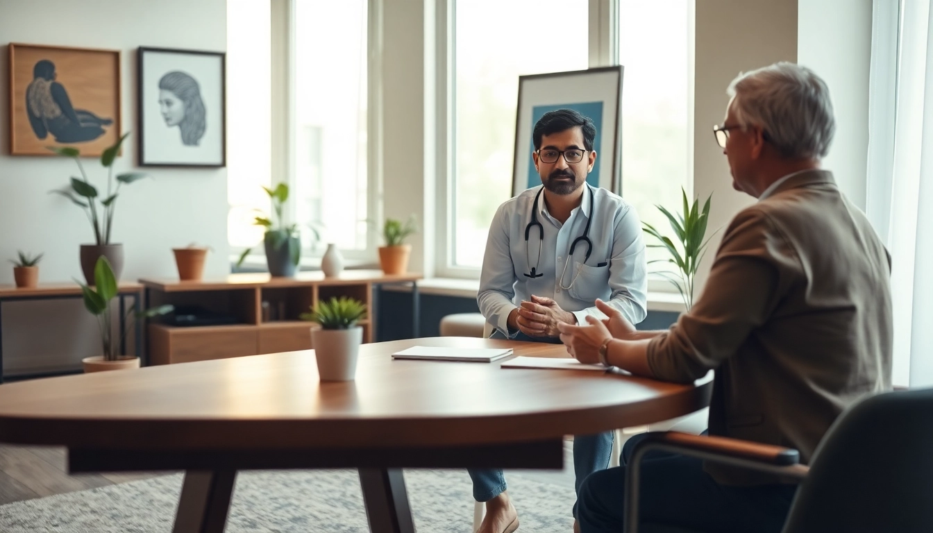 Psychiatric disorders India discussed in a professional, calming therapy setting with a psychiatrist.