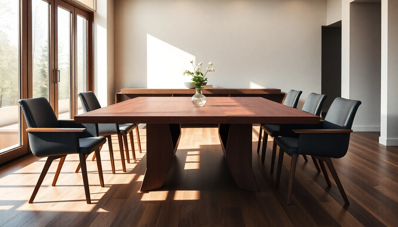 Elegant extension tables set in a cozy modern dining room showcasing versatility and style.