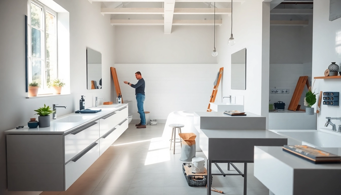 Experience exceptional bathroom fitting near me with skilled craftsmen installing modern fixtures.