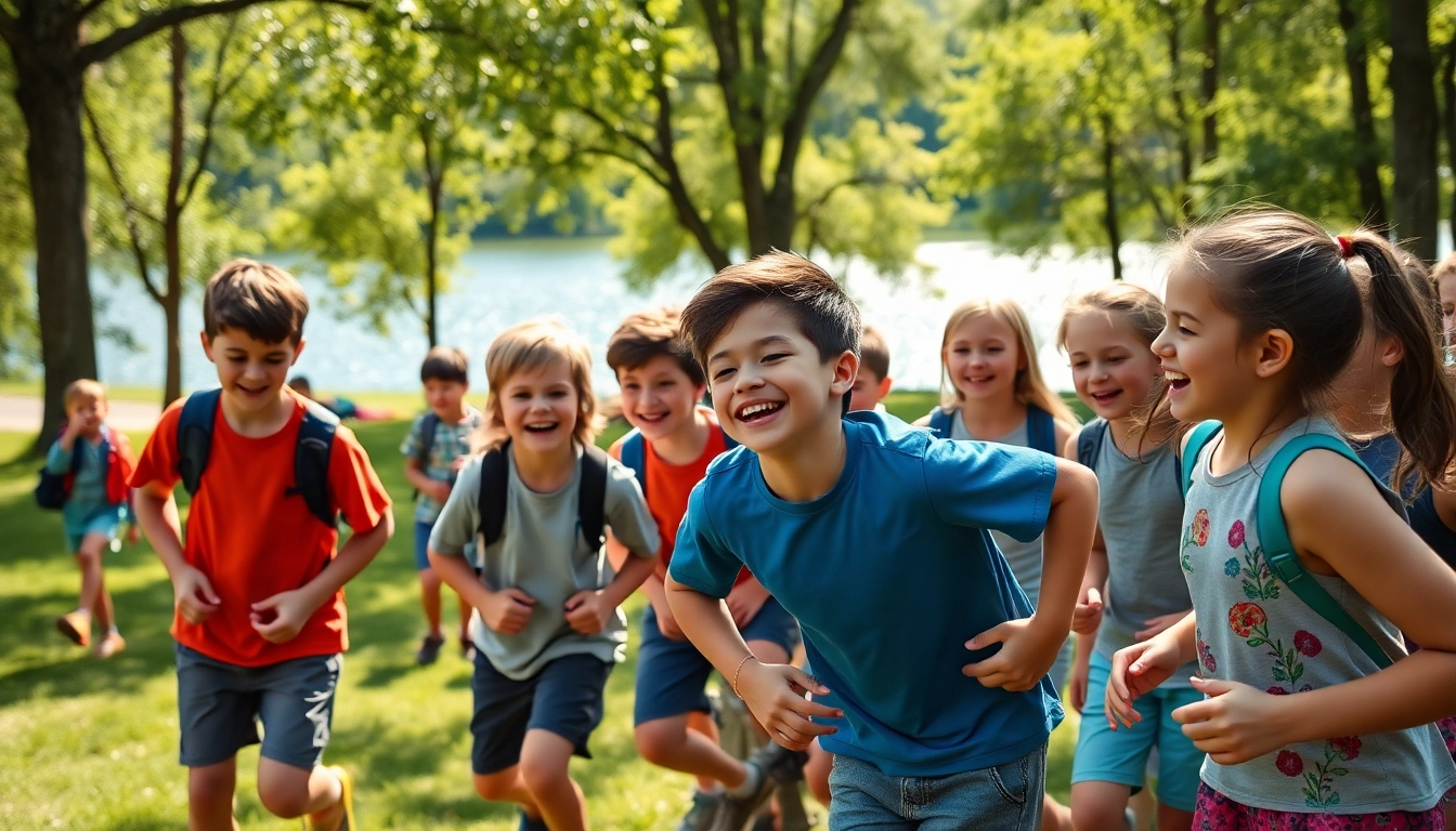 Kids enjoying fun activities at a coed summer camp, showcasing teamwork and friendship.