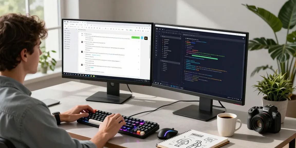 Engaging workspace with Kobold AI chatbot interface displayed on screens, modern tech environment.
