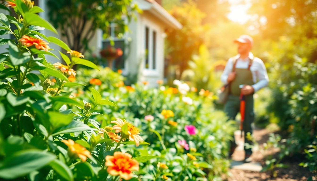 Implementing a maintenance bug control plan with a professional examining a healthy garden.