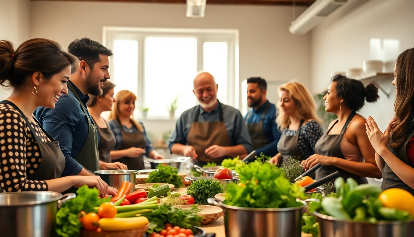 Engaging cooking class scene featuring dishfacts culinary experiences.