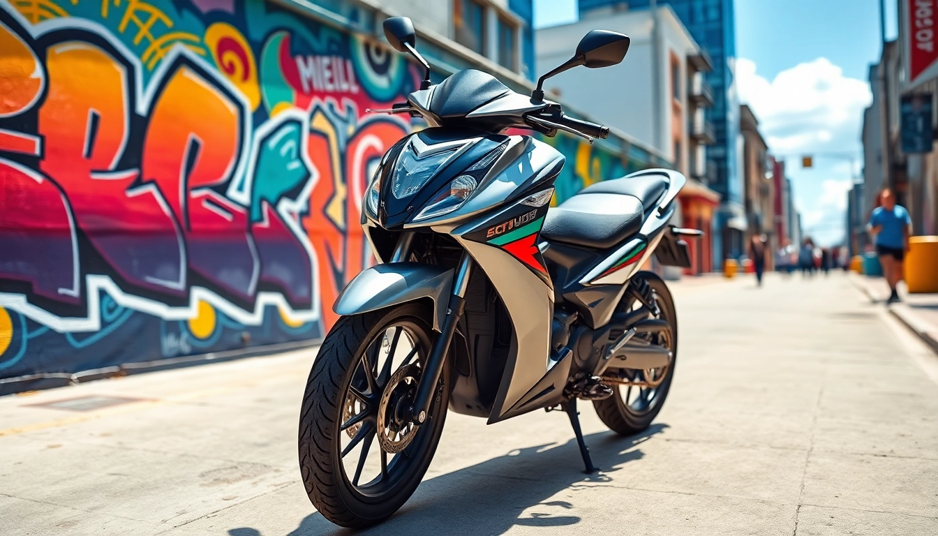 Verkauf eines roller 50ccm gebraucht in einer urbanen Umgebung mit auffälligem Design.