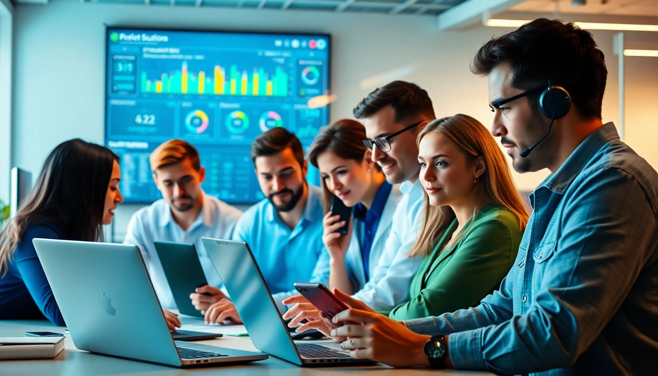 Delivering IT Helpdesk Solutions through a collaborative professional team in a modern office.