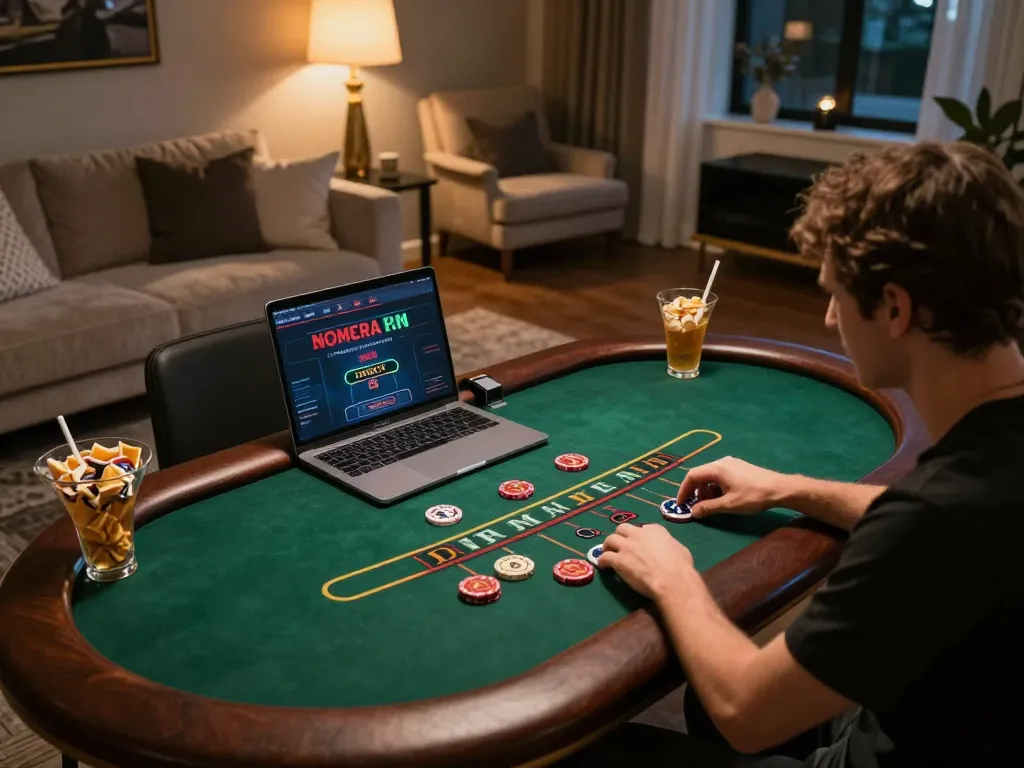 Engaged player enjoying TG88 online blackjack at home with a stylish setup and snacks