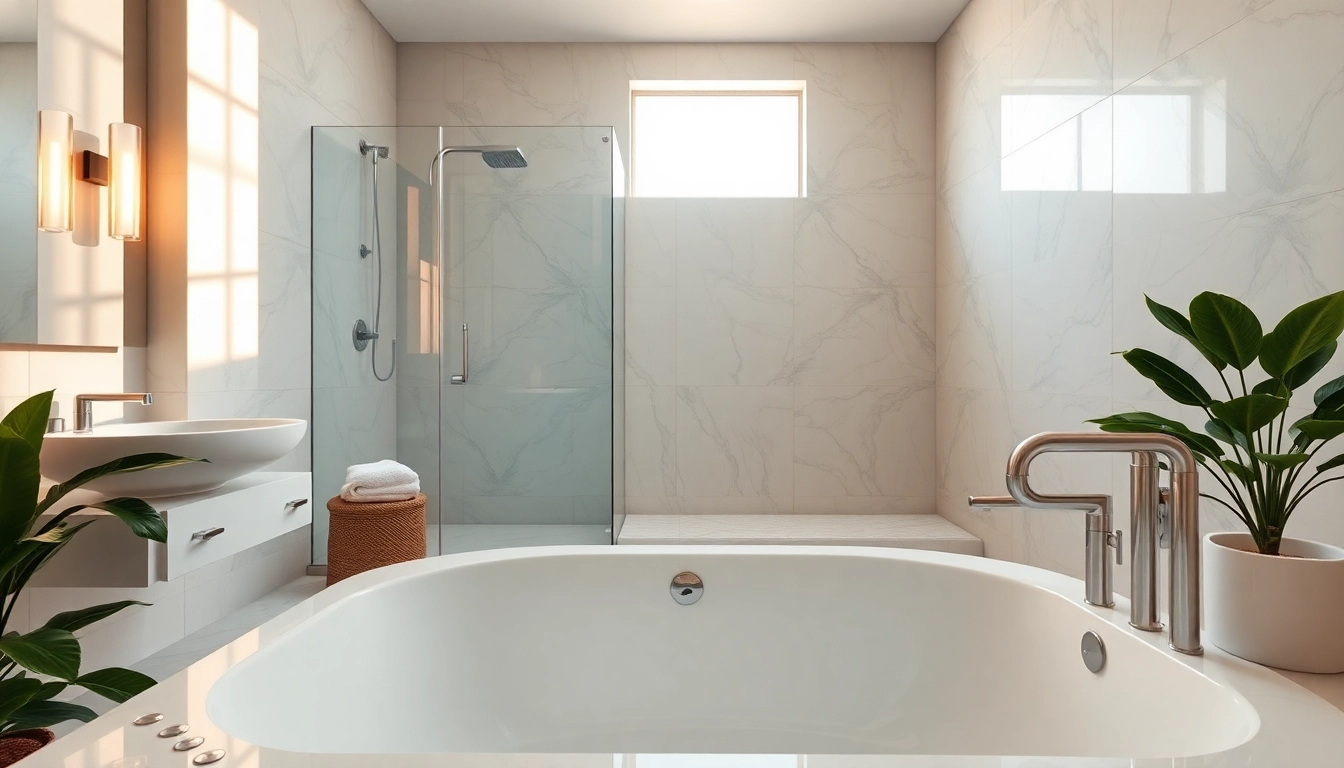 Experience elegant showers au in a luxurious bathroom with modern fixtures and serene ambiance.
