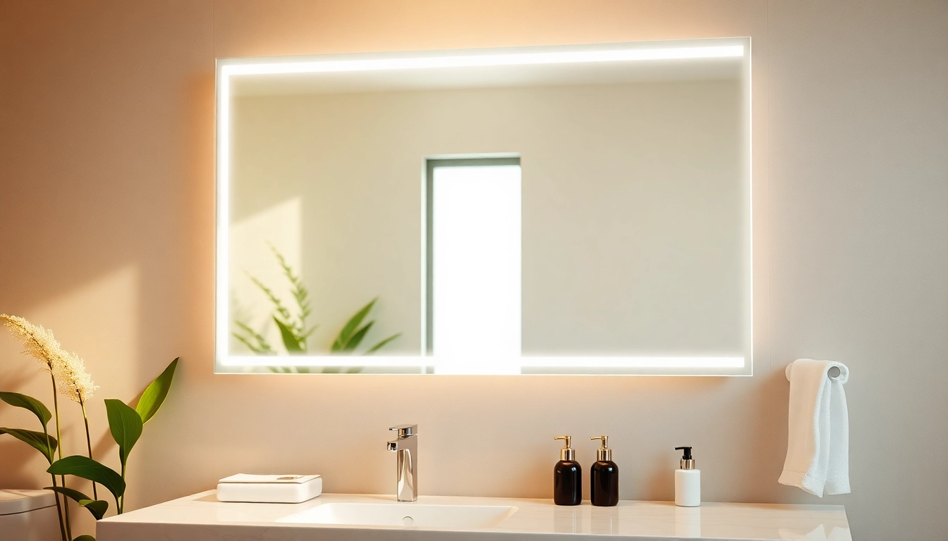 Transform your space with a stylish bathroom mirror with LED light enhancing your modern decor.