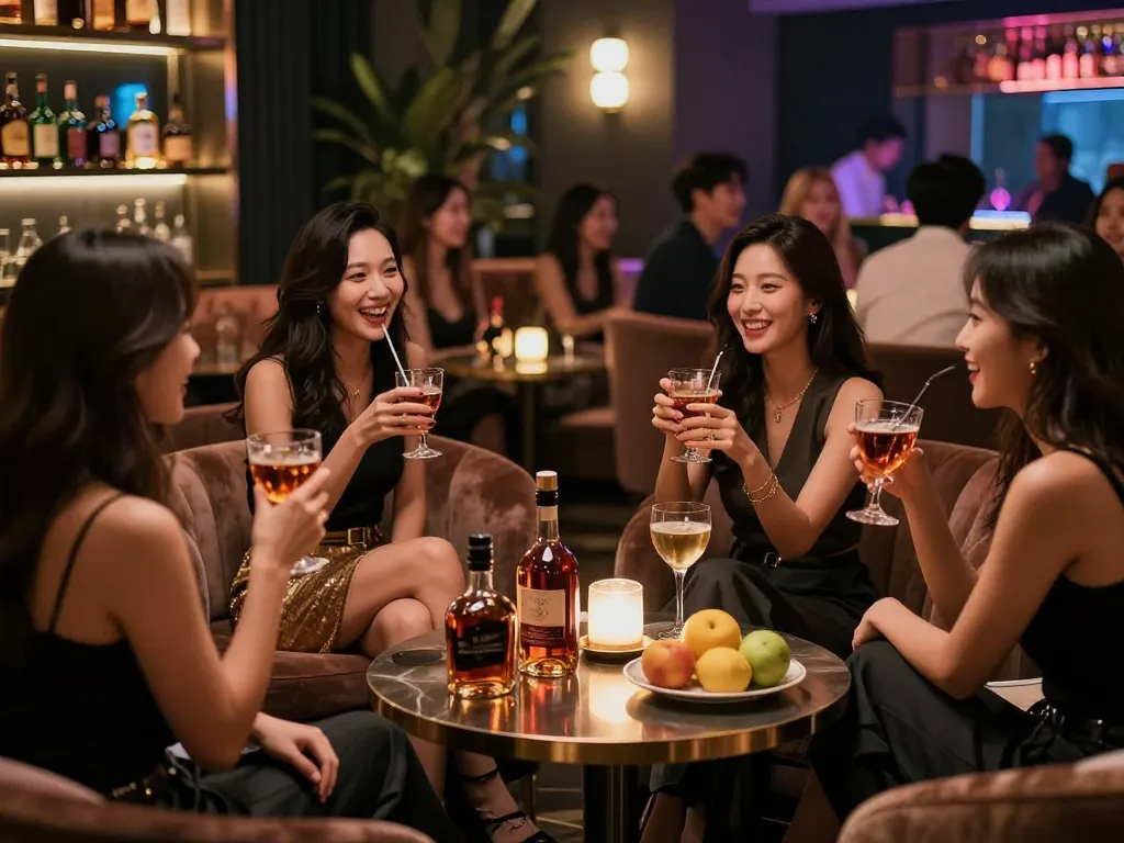 Experience the upscale atmosphere of 강남쩜오 with elegant partners and luxurious decor.