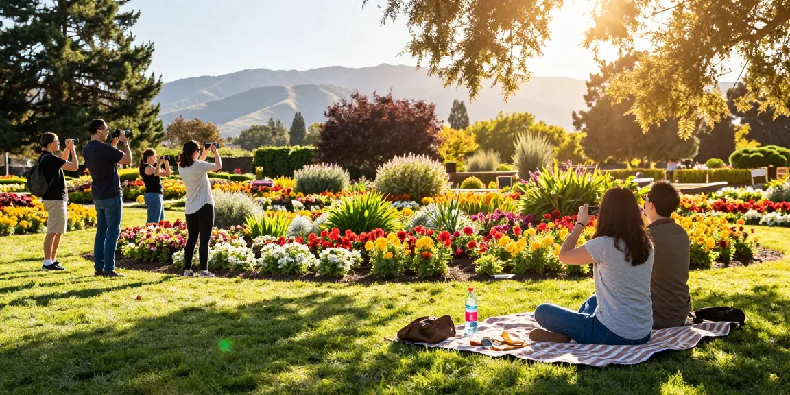 A traveler enjoying colorful flowers at https://www.thecapayvalleygardentour.com during a sunny day, capturing the beauty of nature.