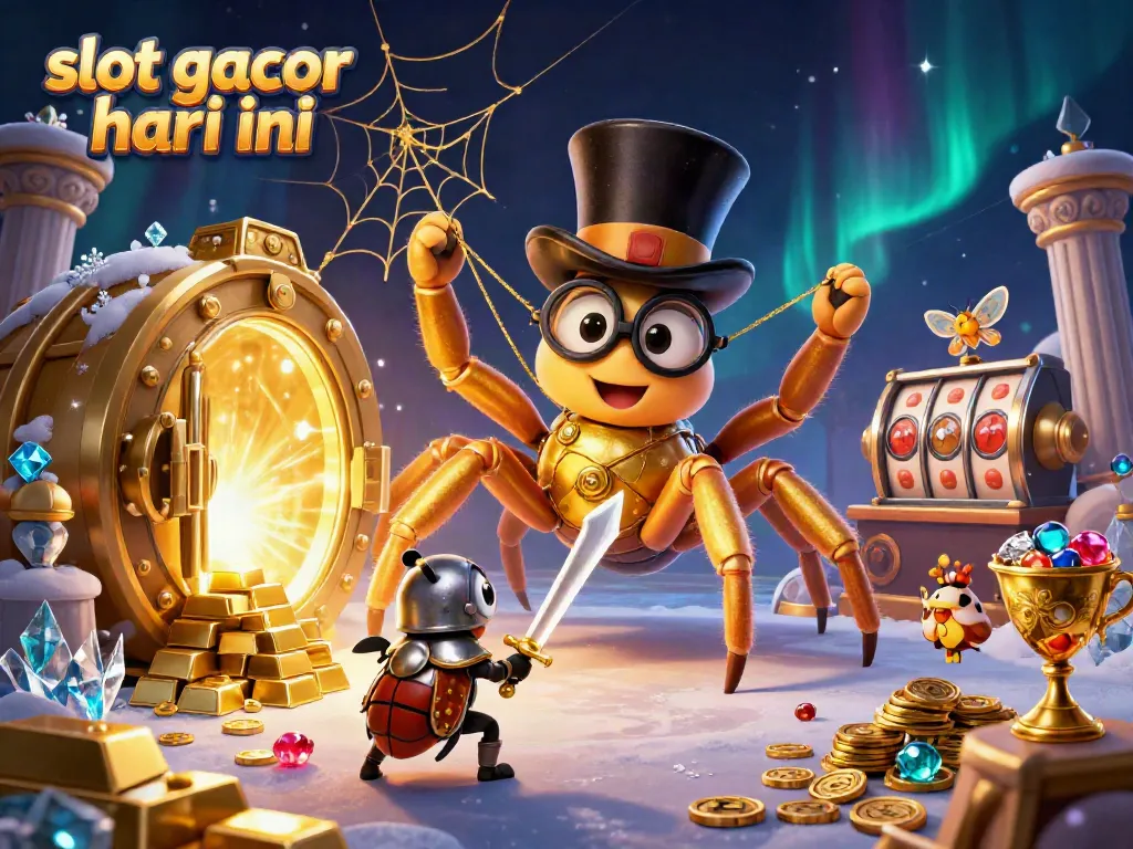 Slot gacor hari ini, tarantula emas dalam kasino dengan petarung kecil bersiap merebut kemenangan besar.