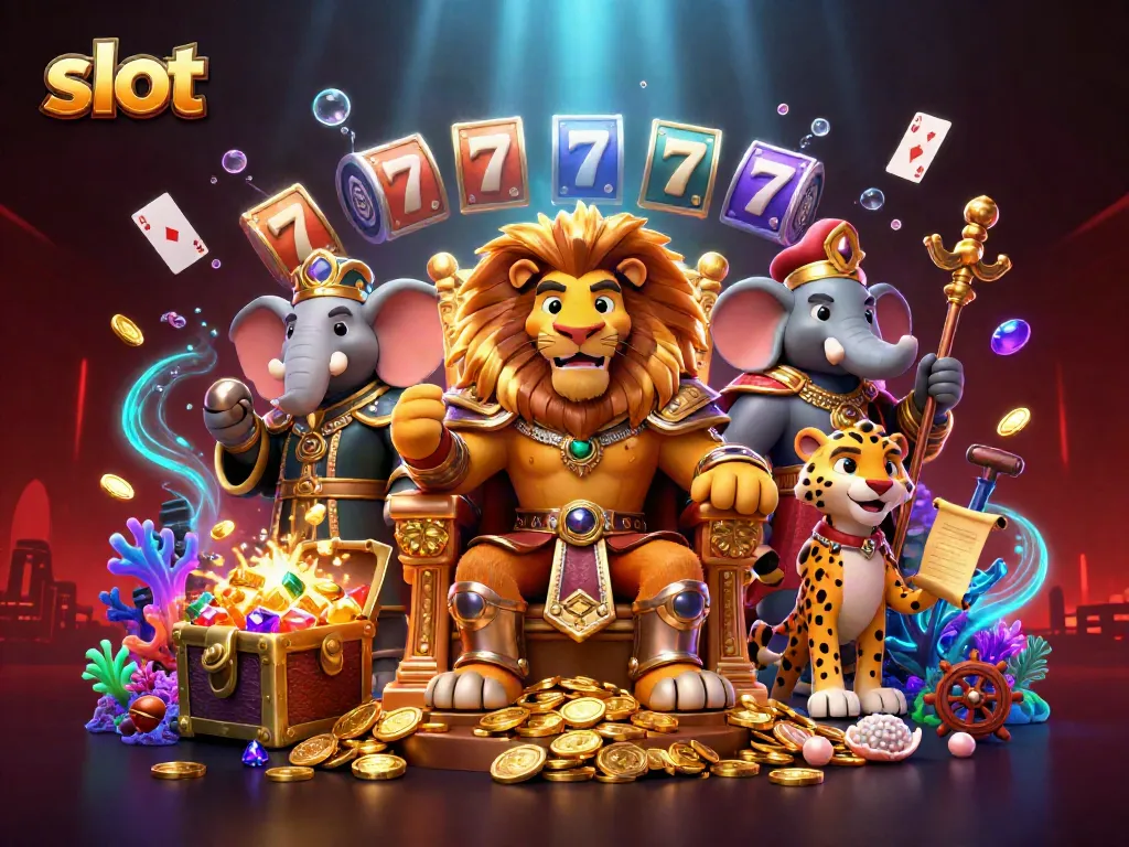 Engage with the slot reels and jackpot excitement in this vibrant casino-themed illustration.