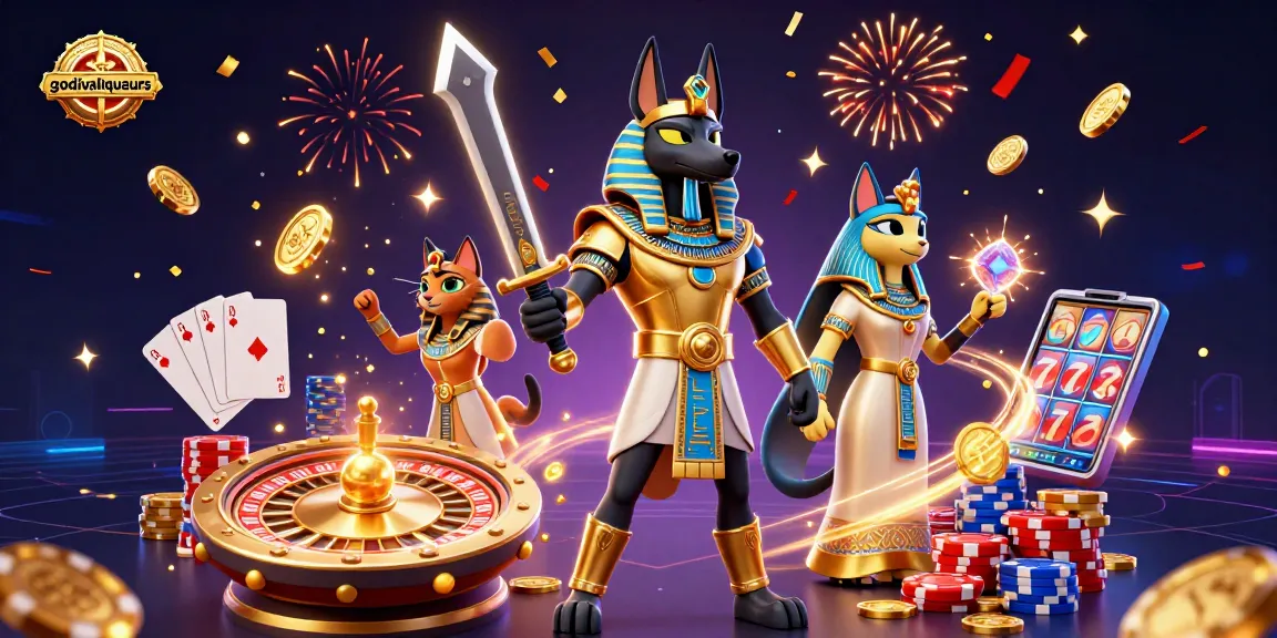 Spin the reels with godivaliqueurs in a vibrant 3D casino scene featuring lively characters and jackpot symbols.