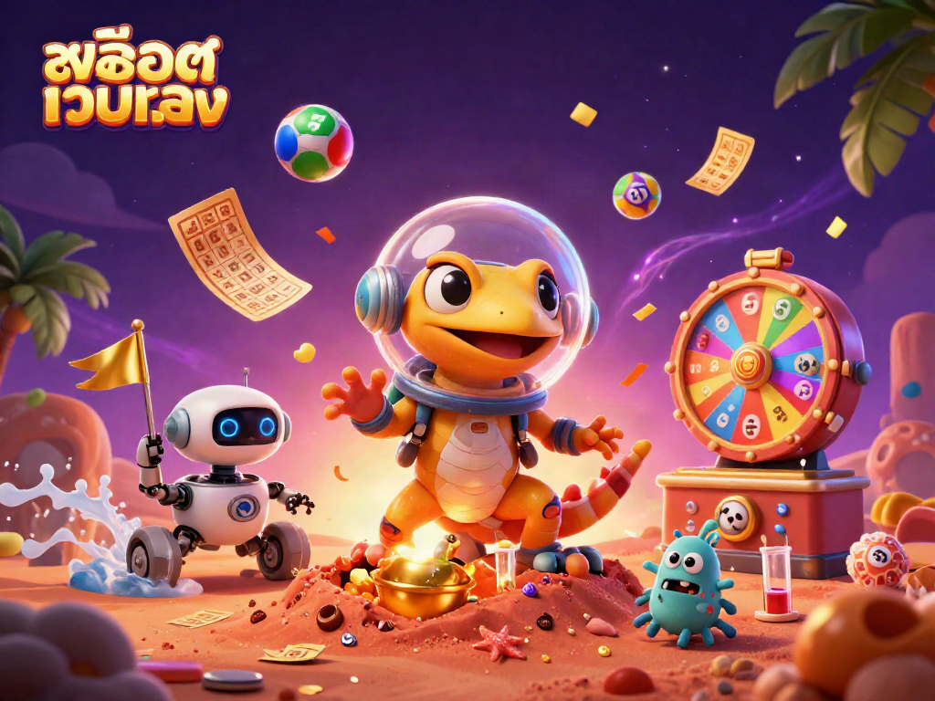 Experience the thrill of สล็อตเว็บตรง with a Martian gecko and dynamic casino elements.