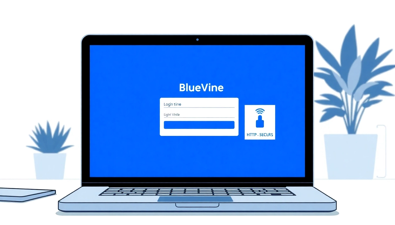 Securely access your BlueVine login page, featuring a laptop displaying the login screen.
