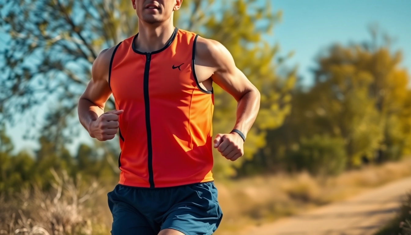 Runner donning a sleek running vest, demonstrating comfort and style during a jog.