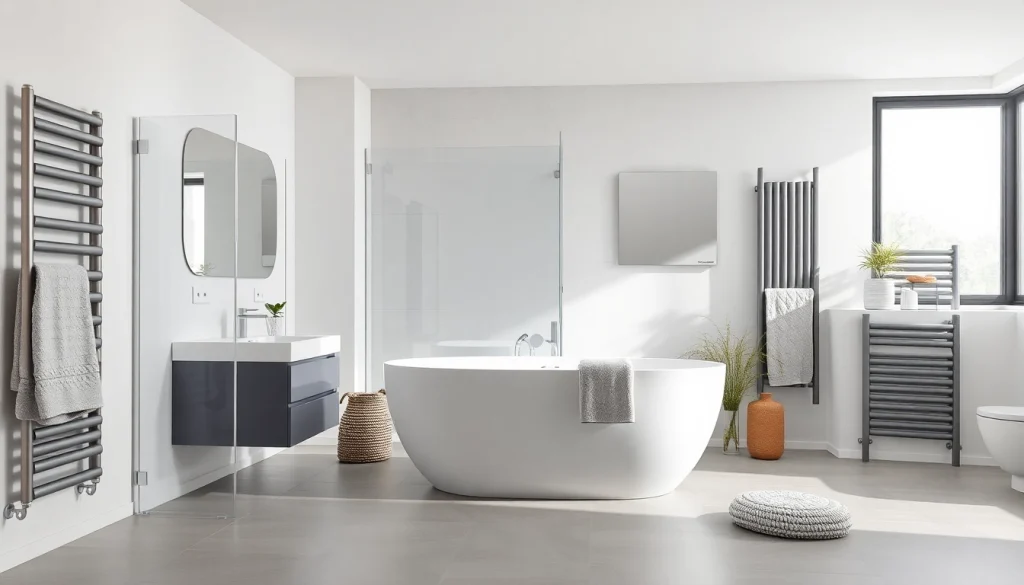 Produktpräsentation von sonni sanitär in modernem Badezimmer mit eleganten Duschen.