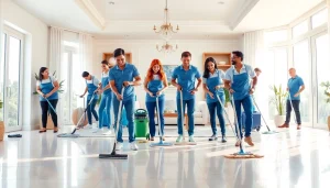 Efficient team providing a Cleaning Service in an upscale home environment, showcasing a pristine interior.