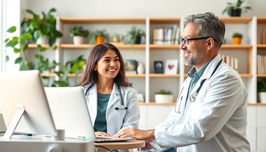 Health consultation between a professional and patient illustrating trust and expertise.