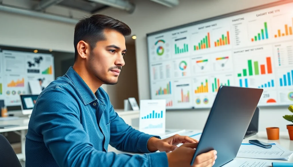 Analyze digital marketing strategies with 79king in a vibrant office setting.