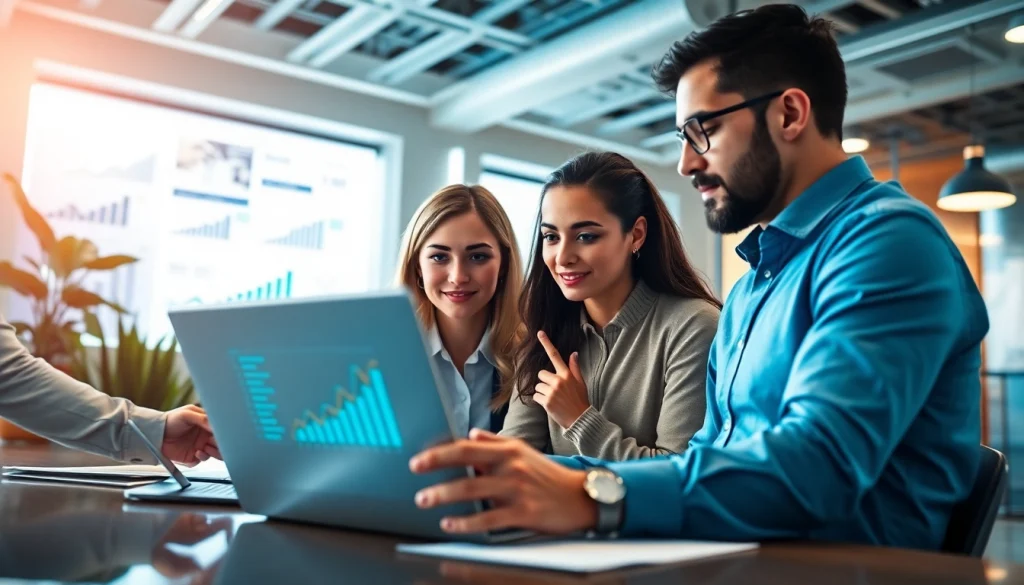 Individuals evaluating strategies for an smm panel in a bright, modern office.