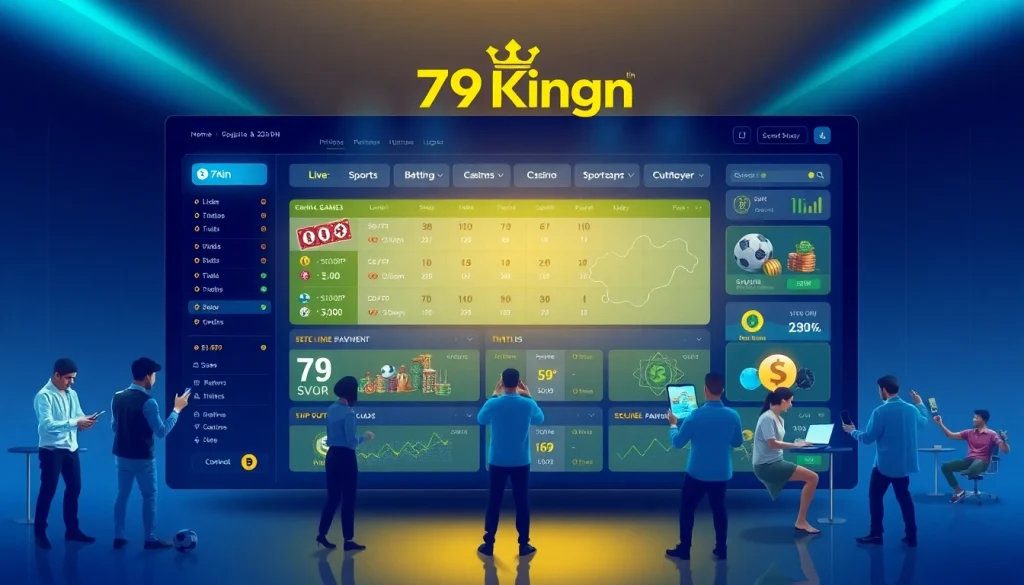 Modern online betting platform interface featuring 79King hn with live sports and casino games, secure transactions, and vibrant design in 2025