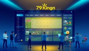 Modern online betting platform interface featuring 79King hn with live sports and casino games, secure transactions, and vibrant design in 2025