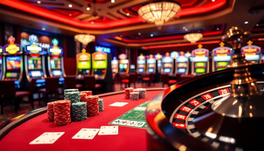 Cảnh bàn poker Bet VIP với các chip màu sắc và không khí sôi động.